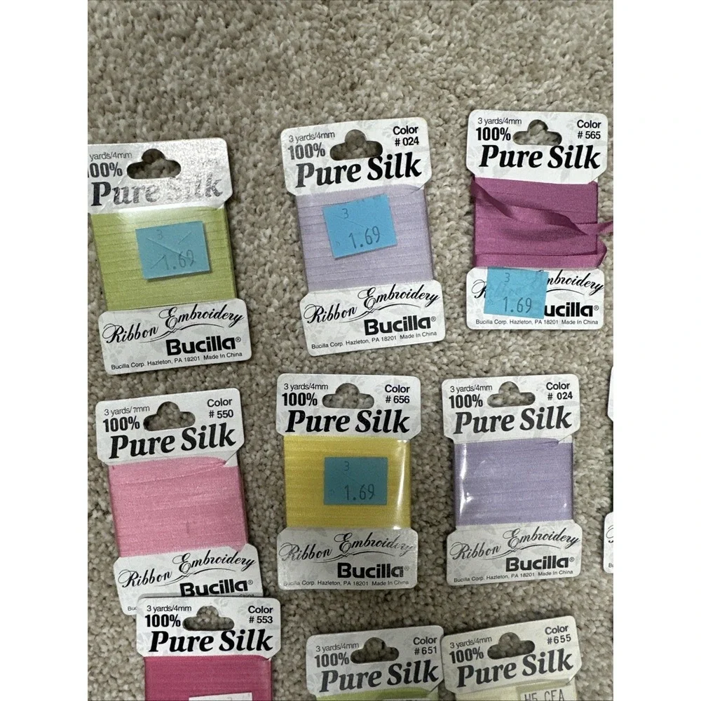 Vintage bucilla Lot Of 10 New And 9 Used pure silk ribbon embroidery